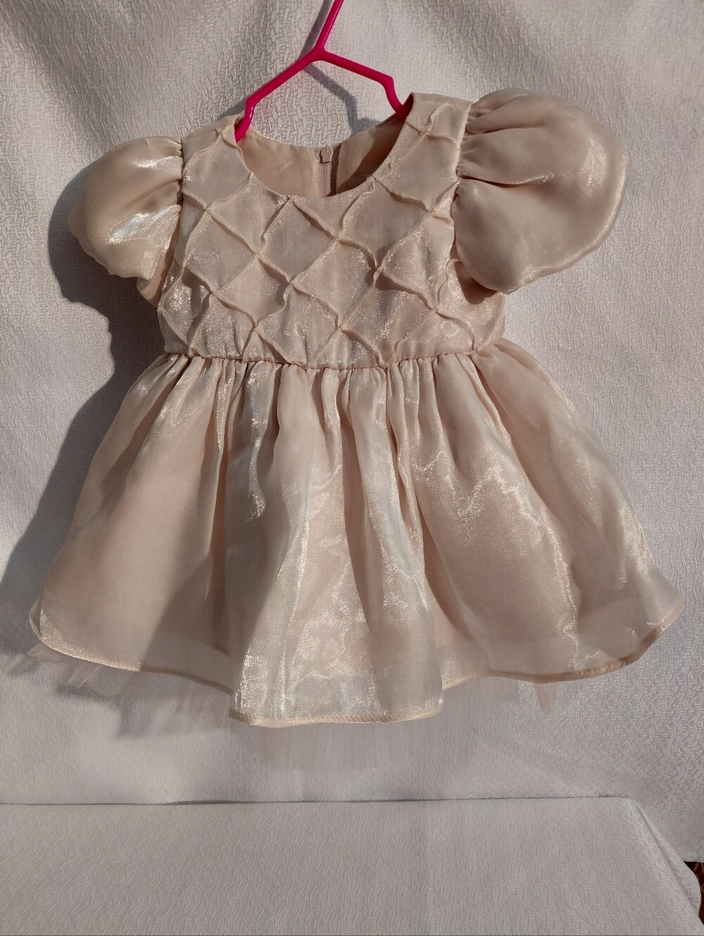 Rare Editions Shimmery Cream Puff Sleeve 3-6 Months Infant Dress NWT